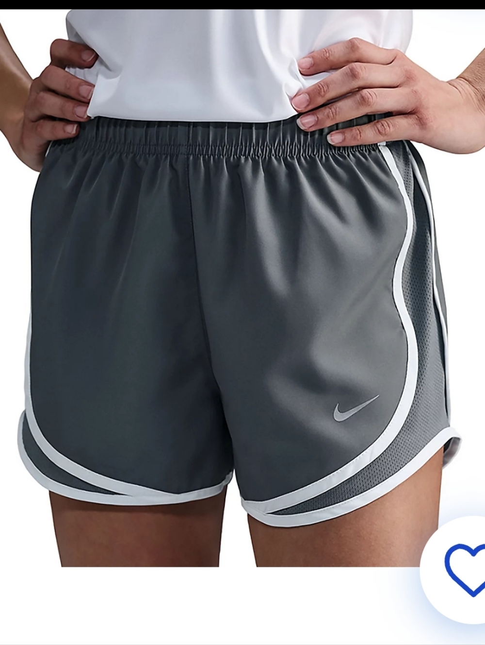 Nike Women's Tempo Dri-FIT Mid-Rise Running Shorts Gray White Size XS